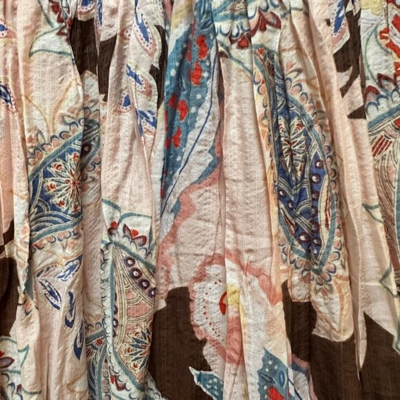 Fabrik Dress Bohemian Floral Maxi Smocked Bodice & Puff Sleeves Cottage L - Picture 5 of 11